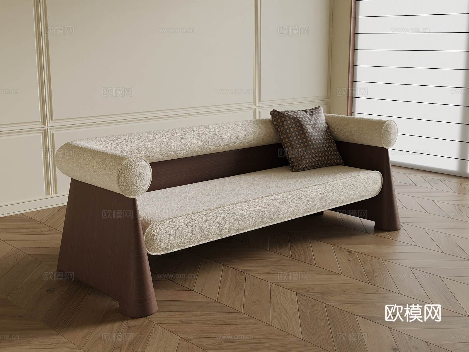 中古风沙发3d模型下载