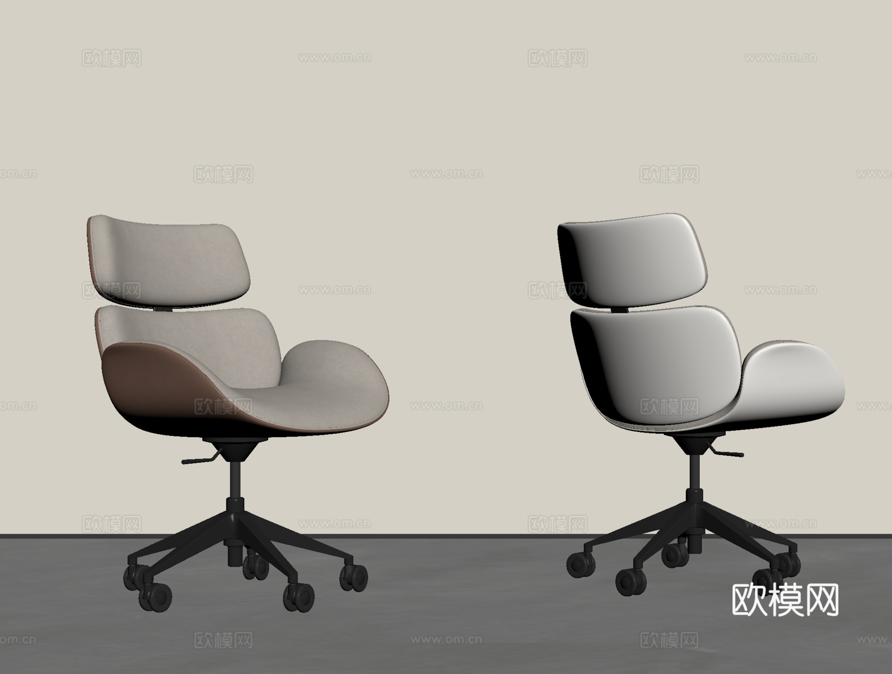 现代办公椅 休闲椅 旋转椅 带滑轮su模型