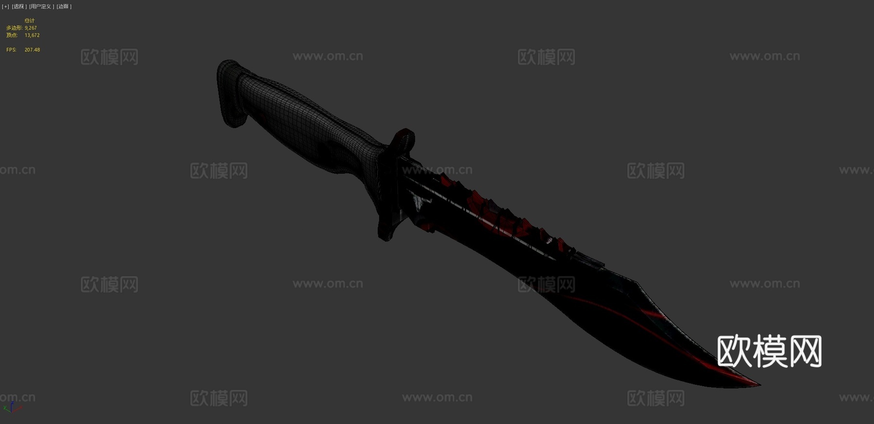 鲍伊猎刀苏格兰纹3号3d模型下载（渲染图4）