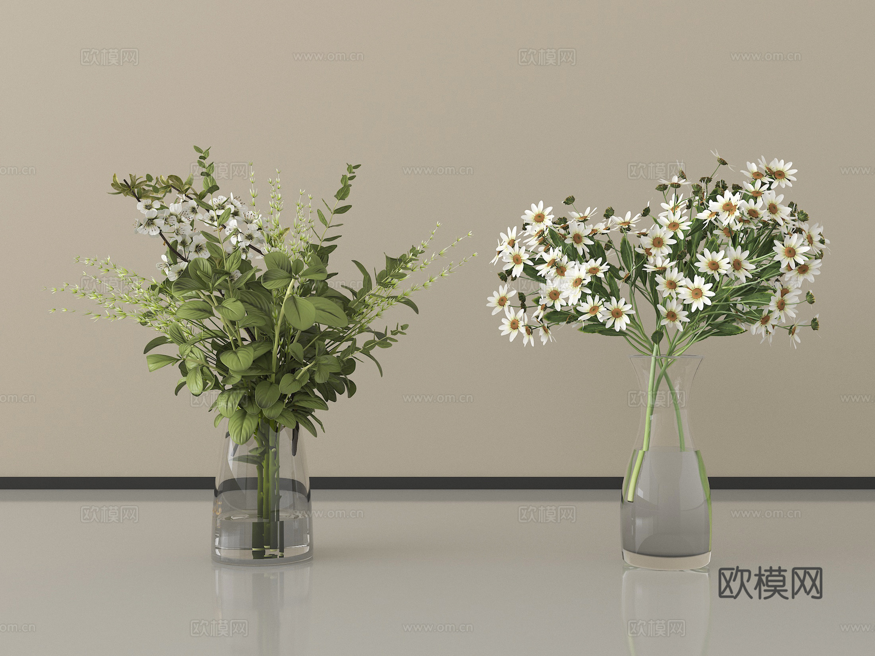 现代花瓶 花艺 绿植摆件su模型