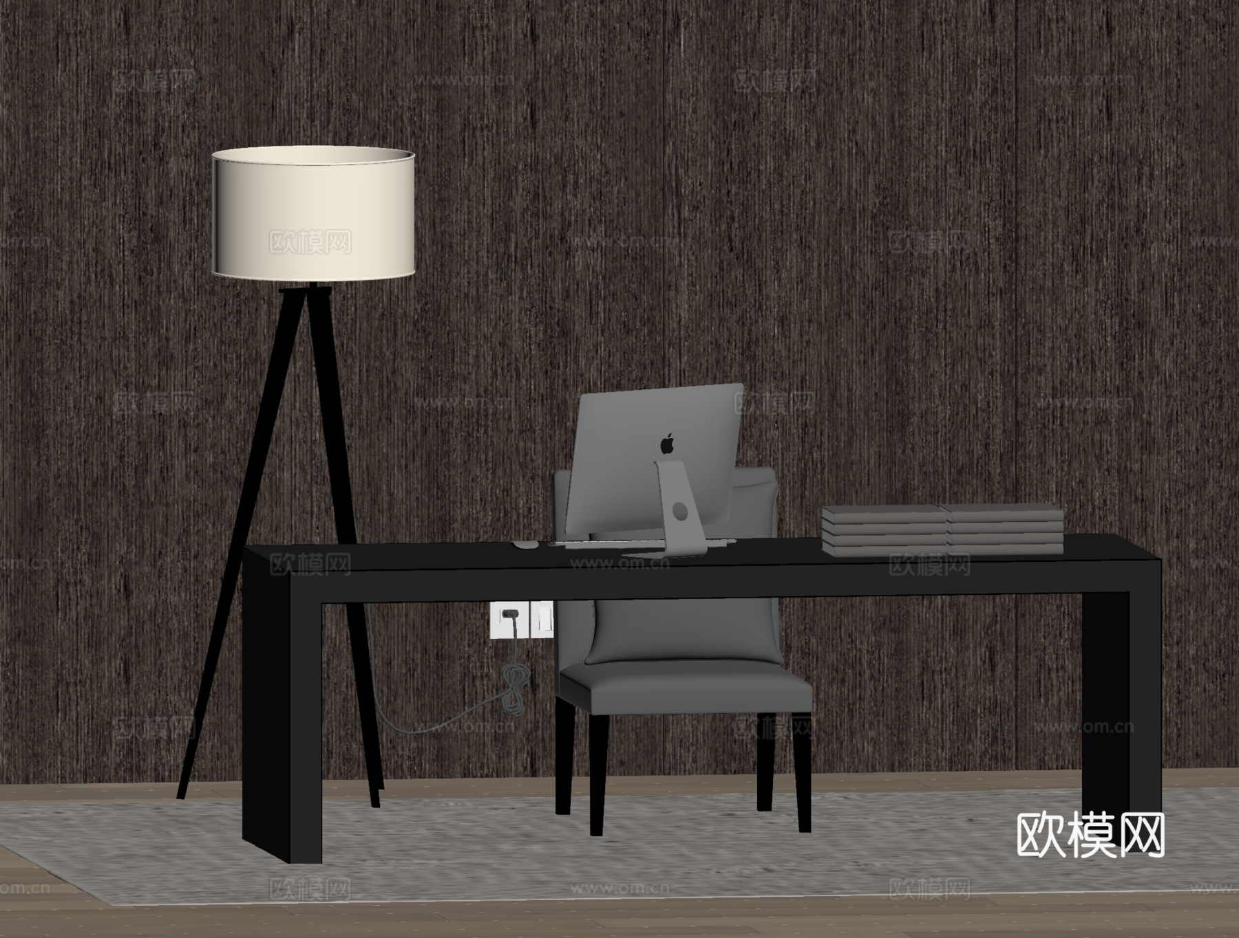 现代风格办公室 家具办公桌 办公桌椅su模型
