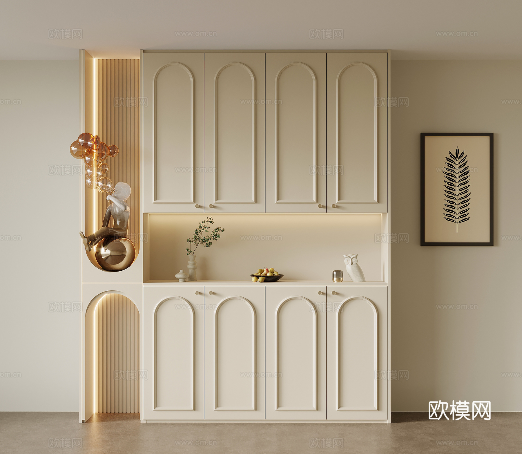 法式奶油风鞋柜 入户鞋柜su模型