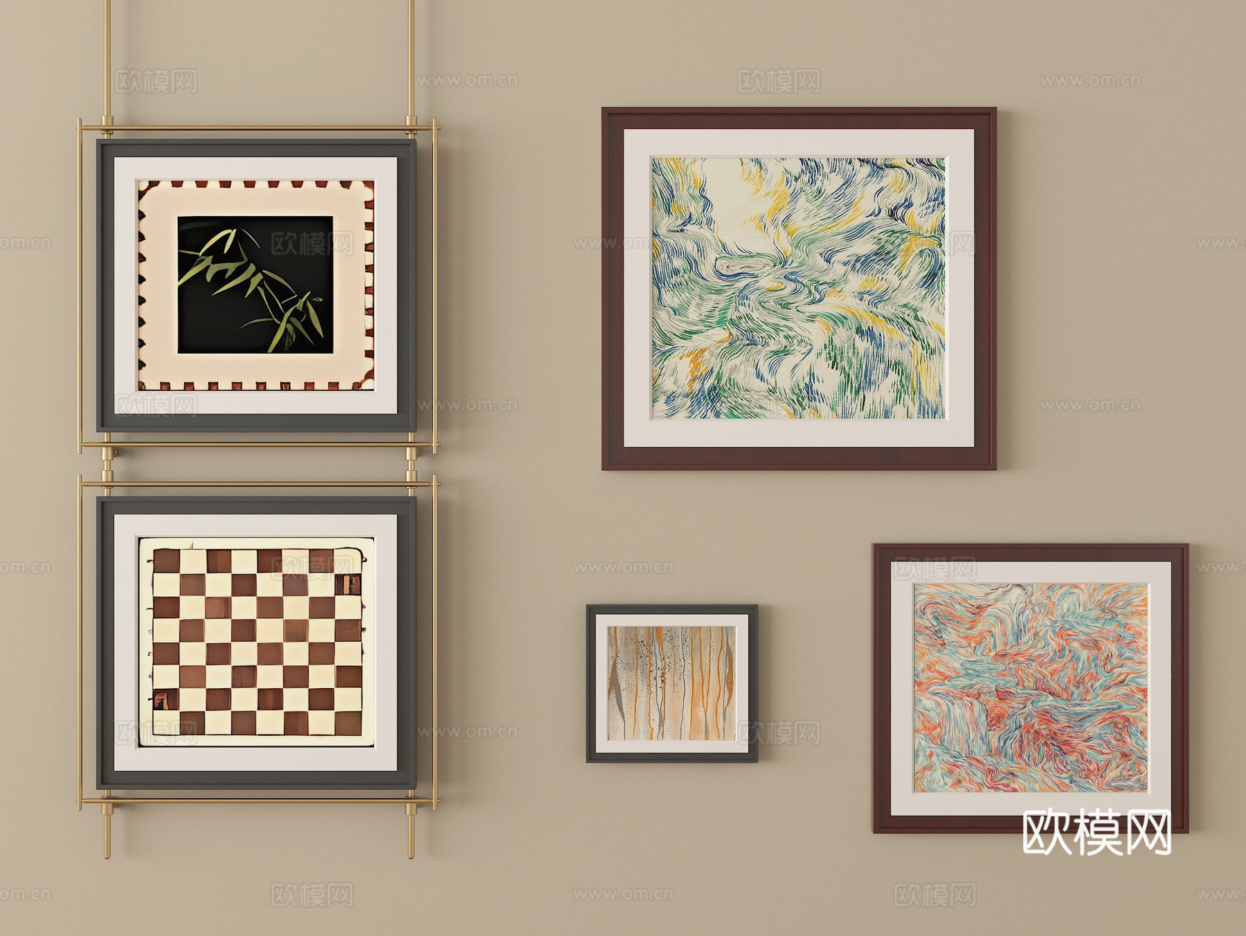 中古风挂画 装饰画su模型