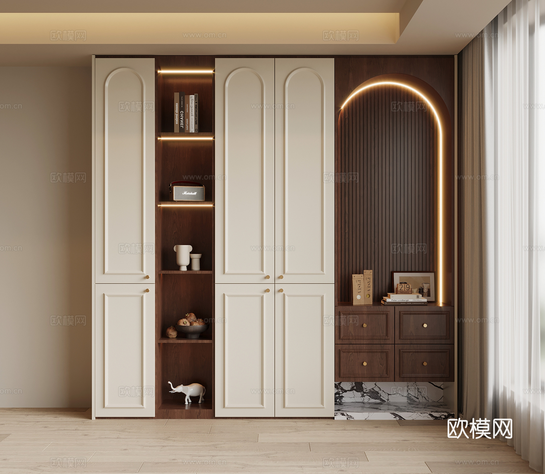 法式中古风鞋柜 入户鞋柜3d模型下载