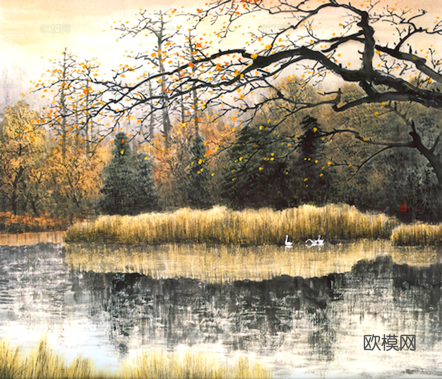 中式新中式挂画壁画字画山水花鸟背景墙壁纸装饰画抽象画油画下载