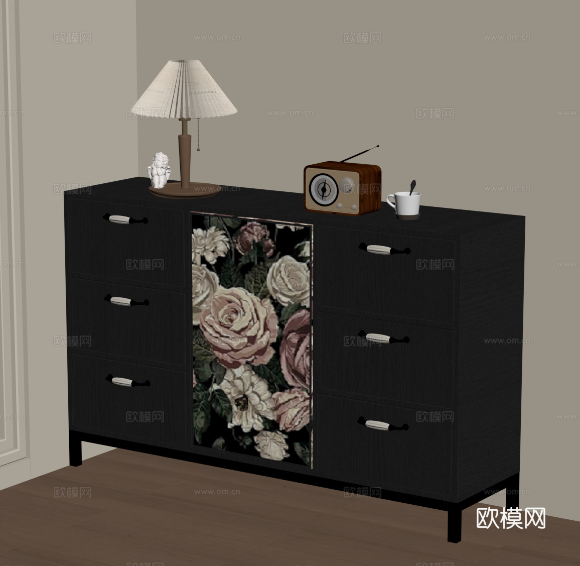 法式复古边柜 餐边柜 玄关柜su模型