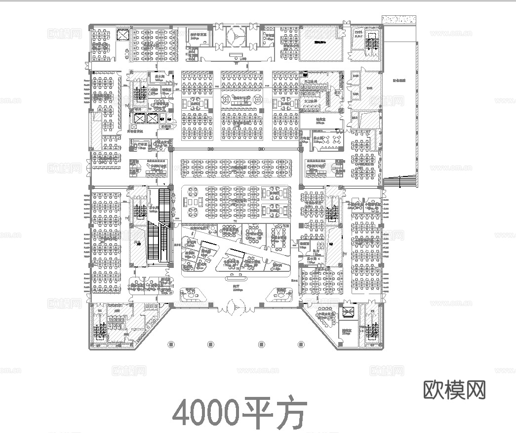 32套办公室 最新平面施工图合集cad施工图cad施工图下载（渲染图5）
