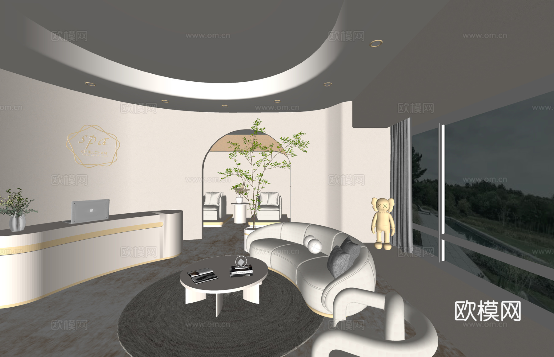 接待 大厅 前台su模型