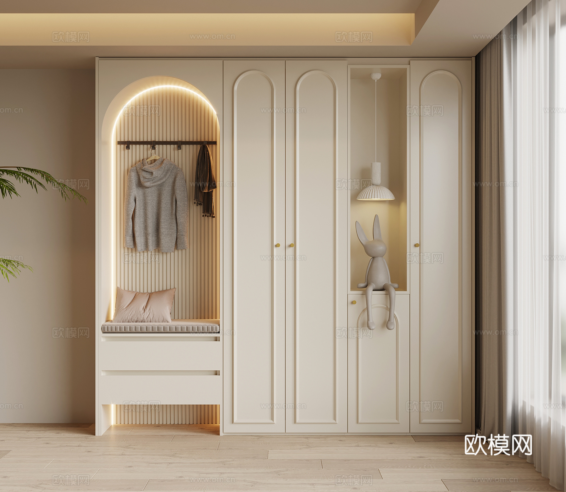 法式中古风鞋柜 入户鞋柜su模型