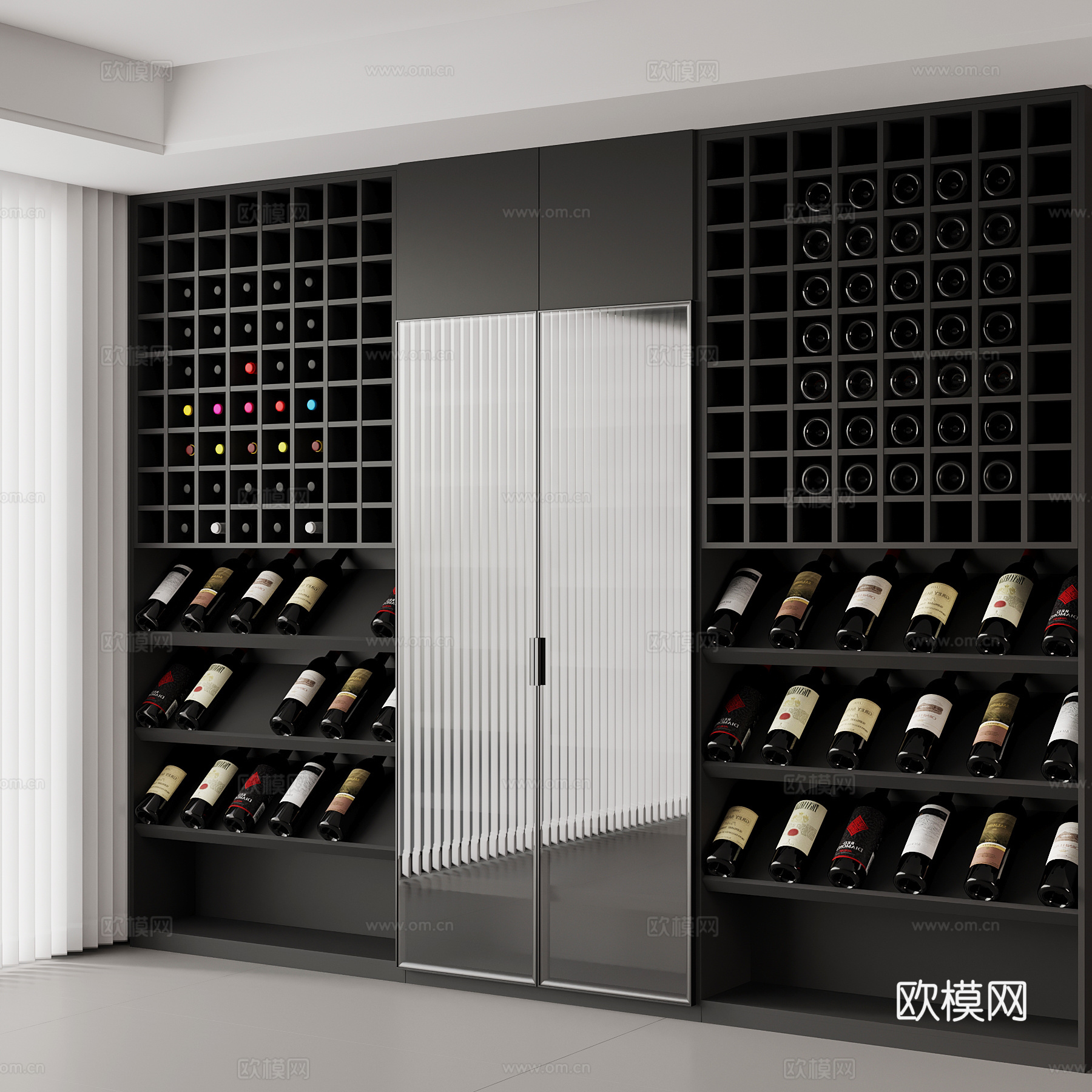 现代意式酒柜su模型