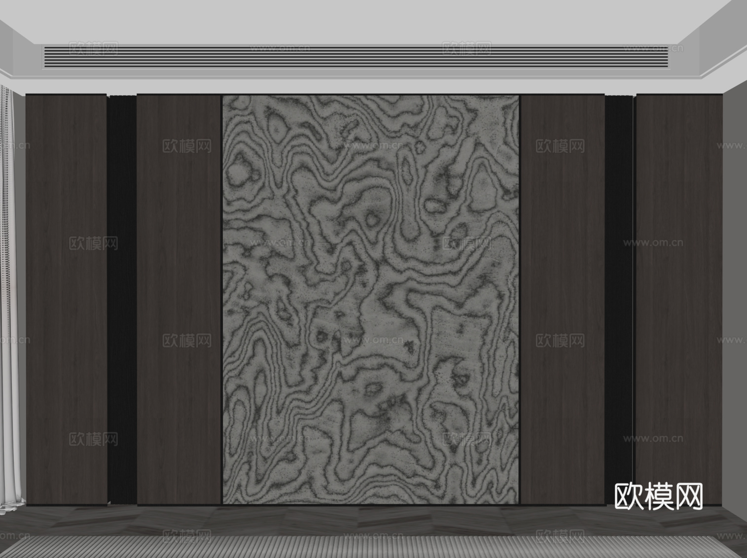 现代意式背景墙 床头背景墙su模型