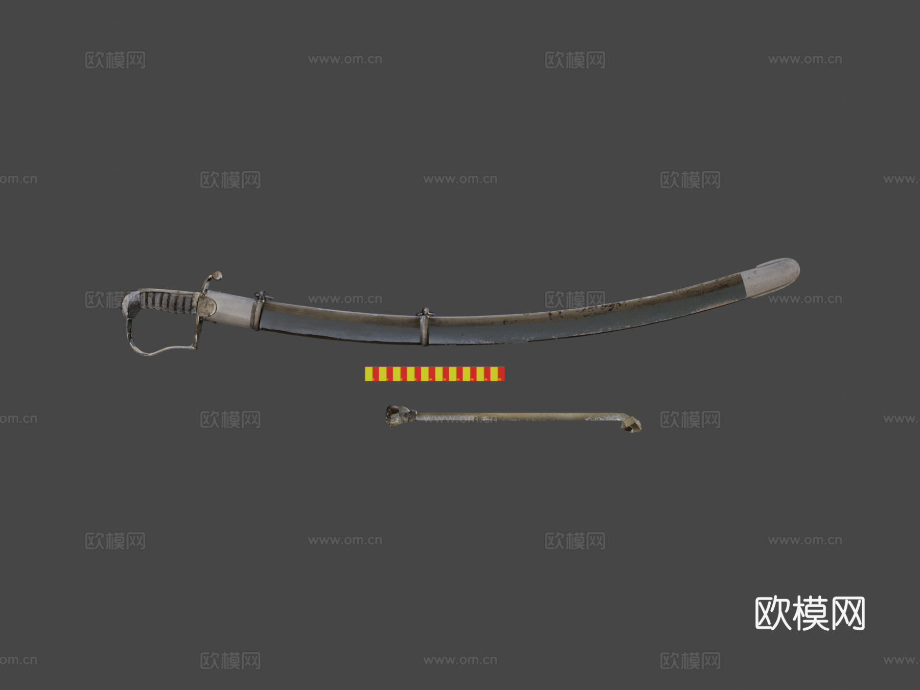 年轻骑兵军刀军官3d模型下载（渲染图6）