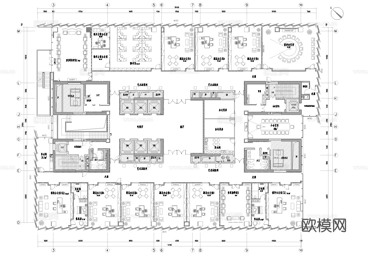 28套办公室 最新平面施工图合集cad施工图