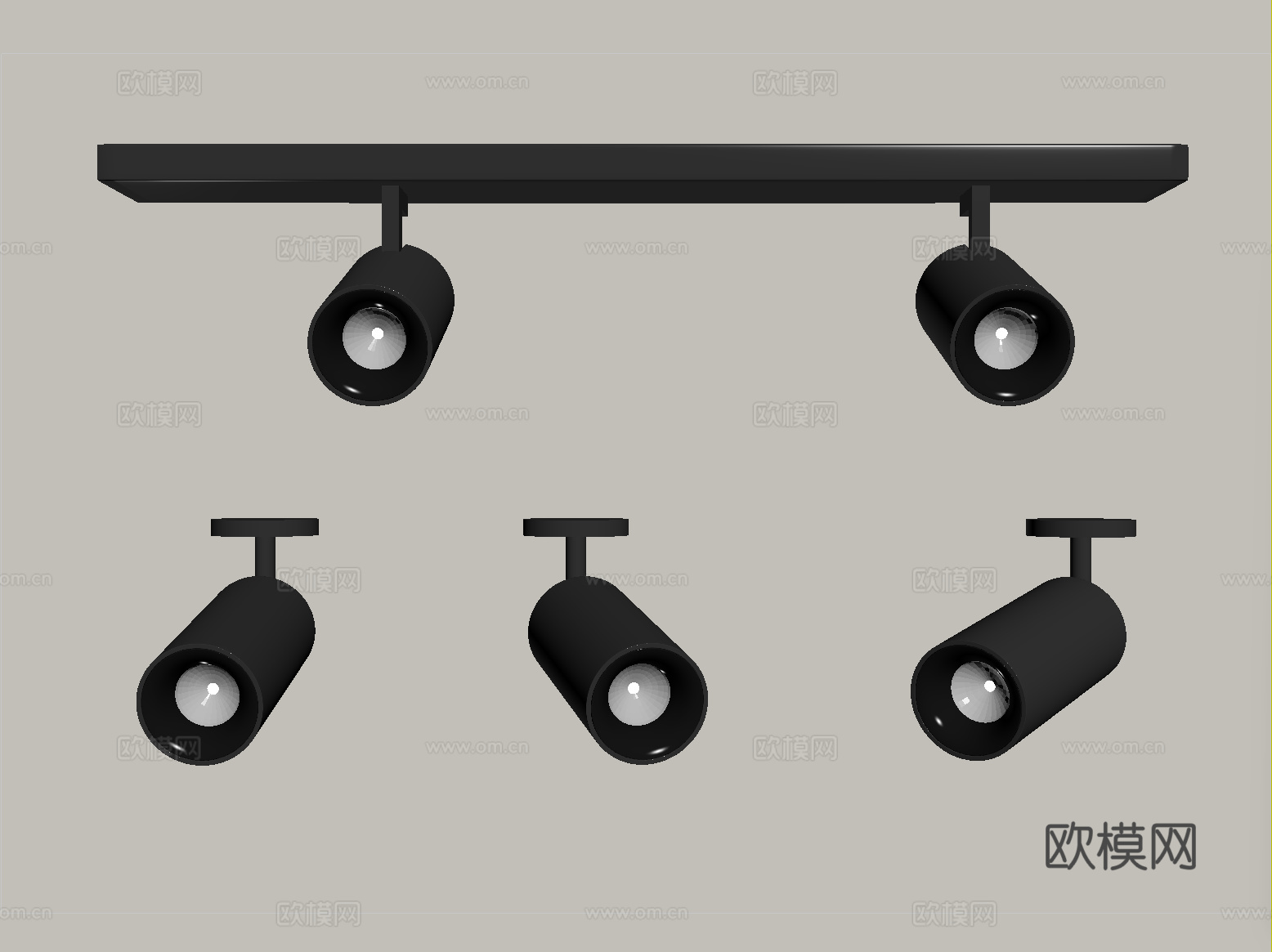 现代筒灯射灯 轨道射灯su模型