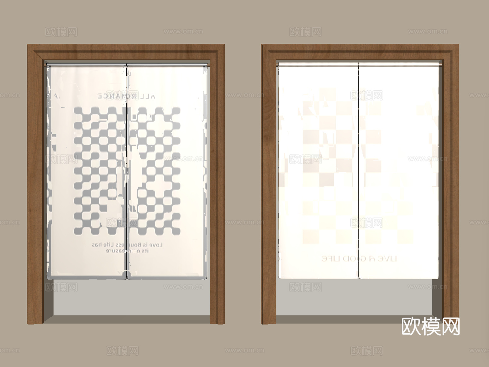 现代窗帘 门帘 布帘su模型