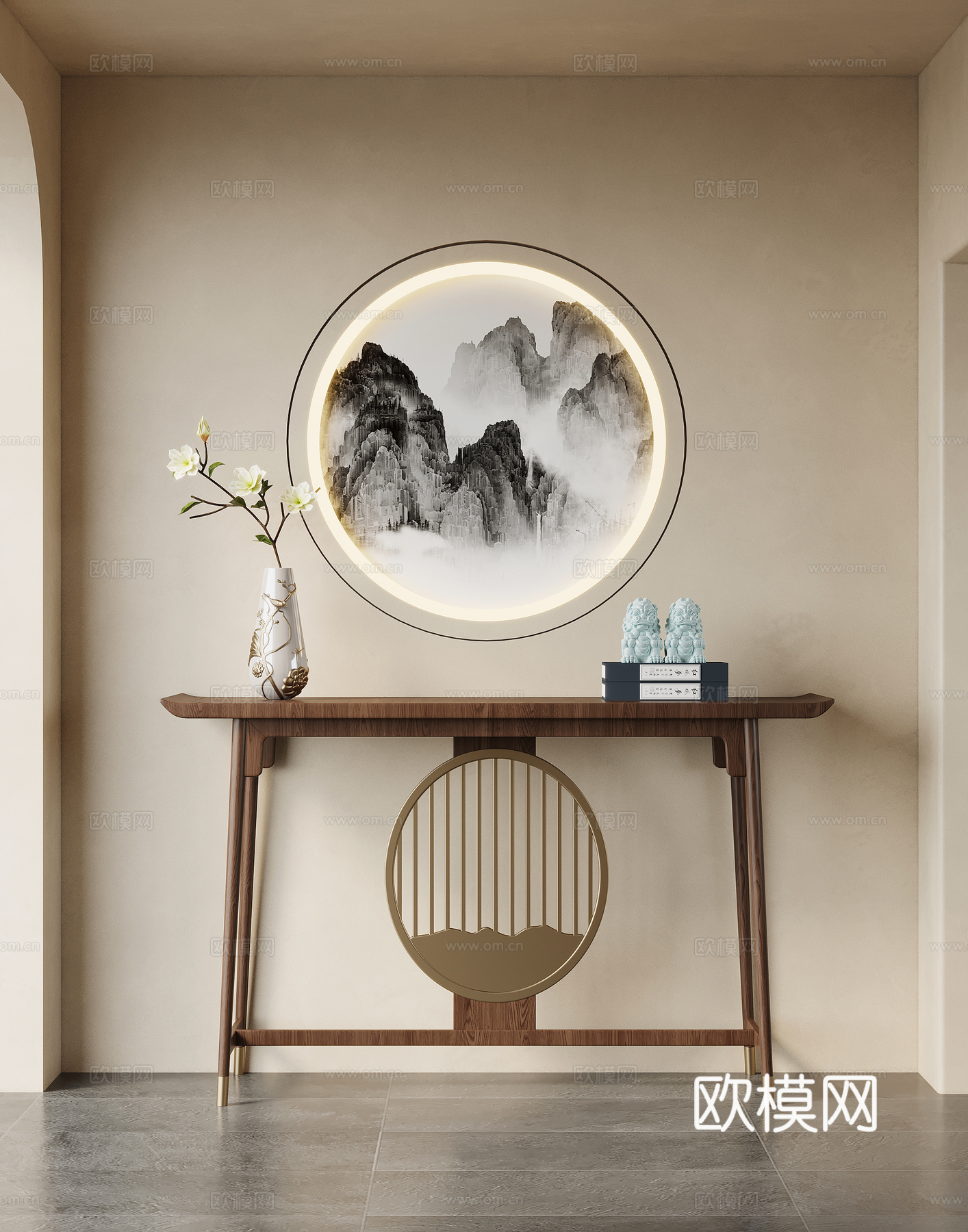 新中式玄关柜 端景台su模型