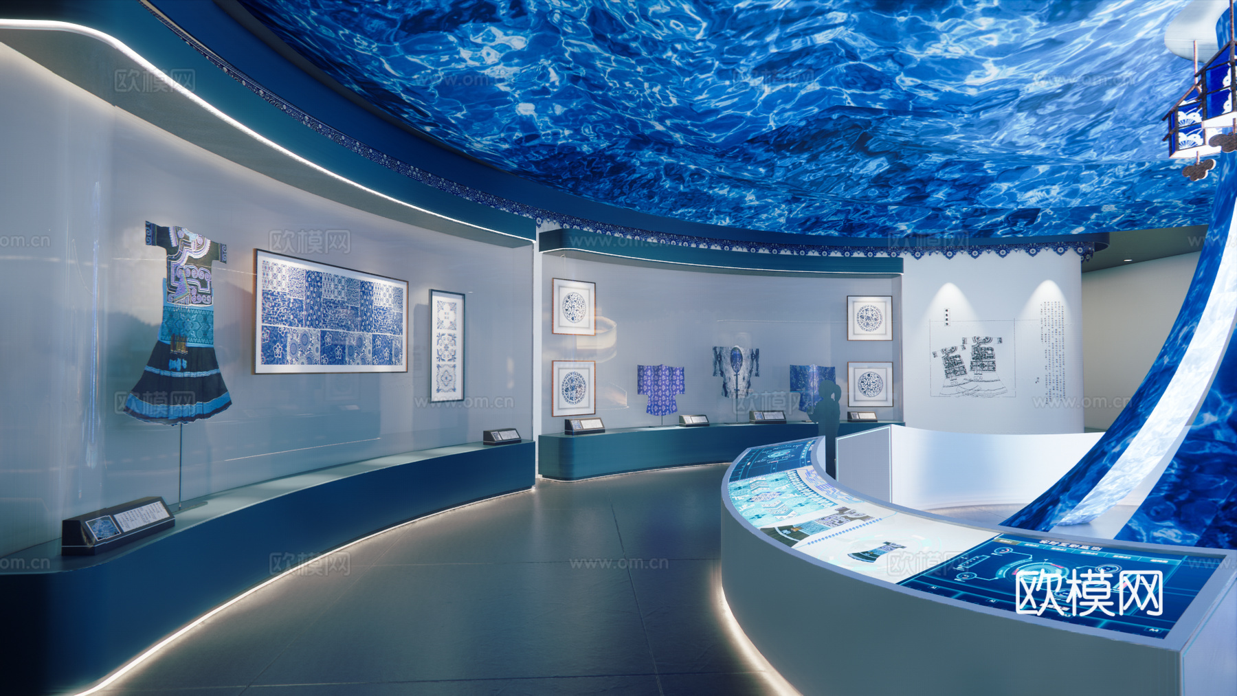 现代非遗文化扎染展厅su模型