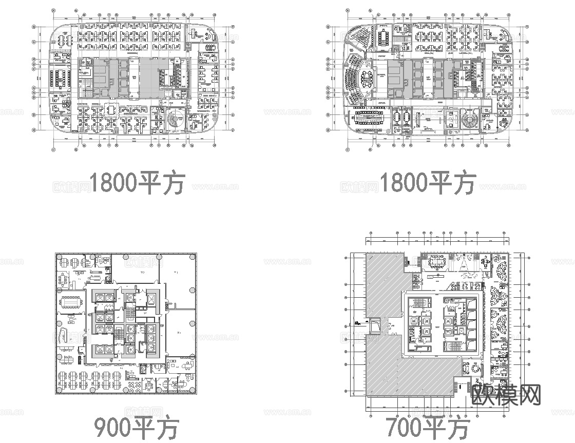 28套办公室 最新平面施工图合集cad施工图