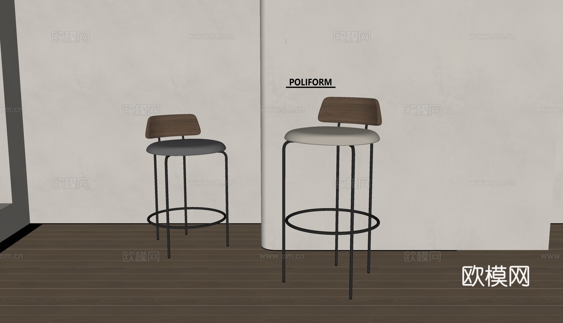 poliform现代吧椅 极简椅子su模型