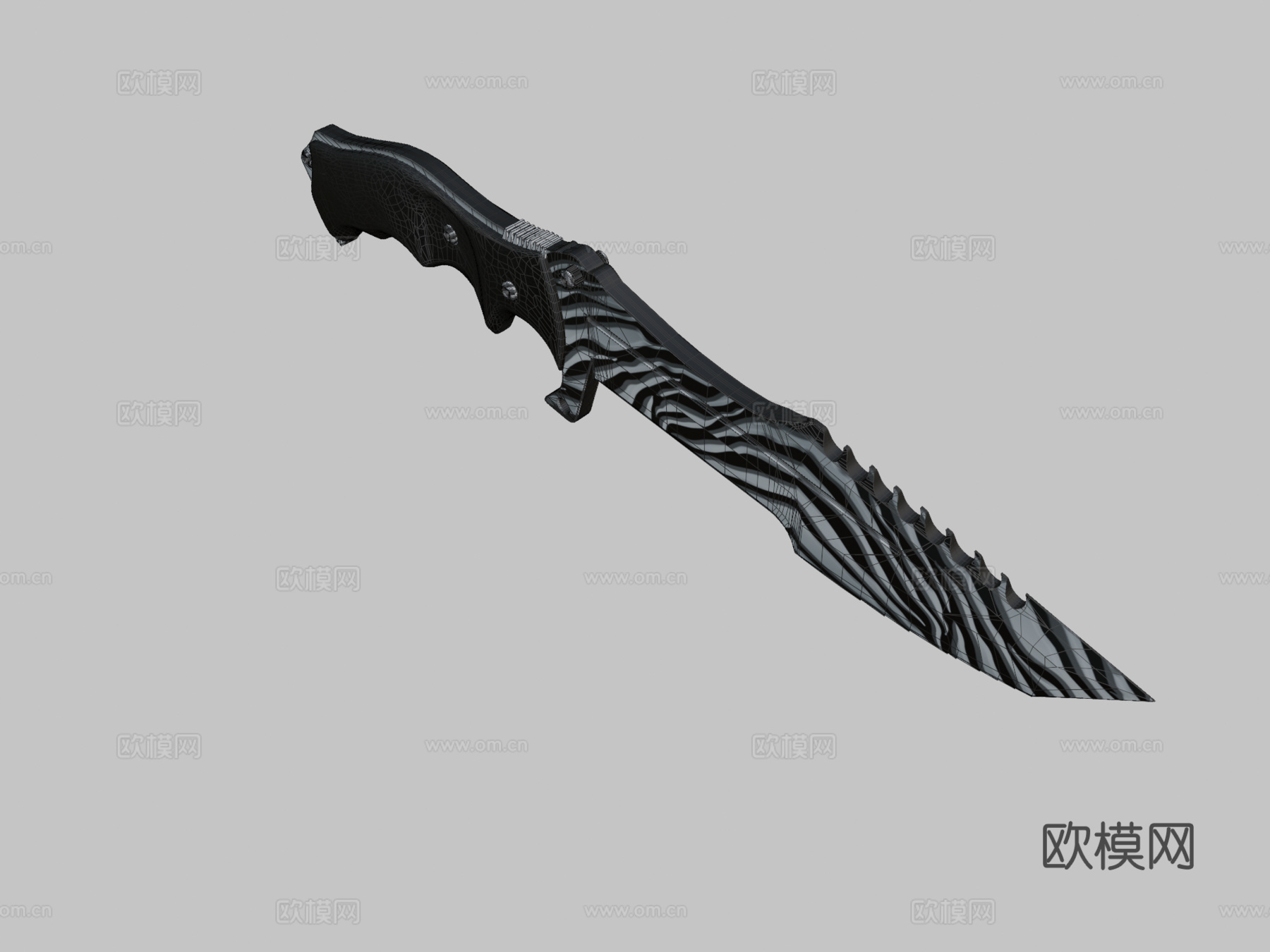 猎人刀擦伤银3d模型下载（渲染图2）