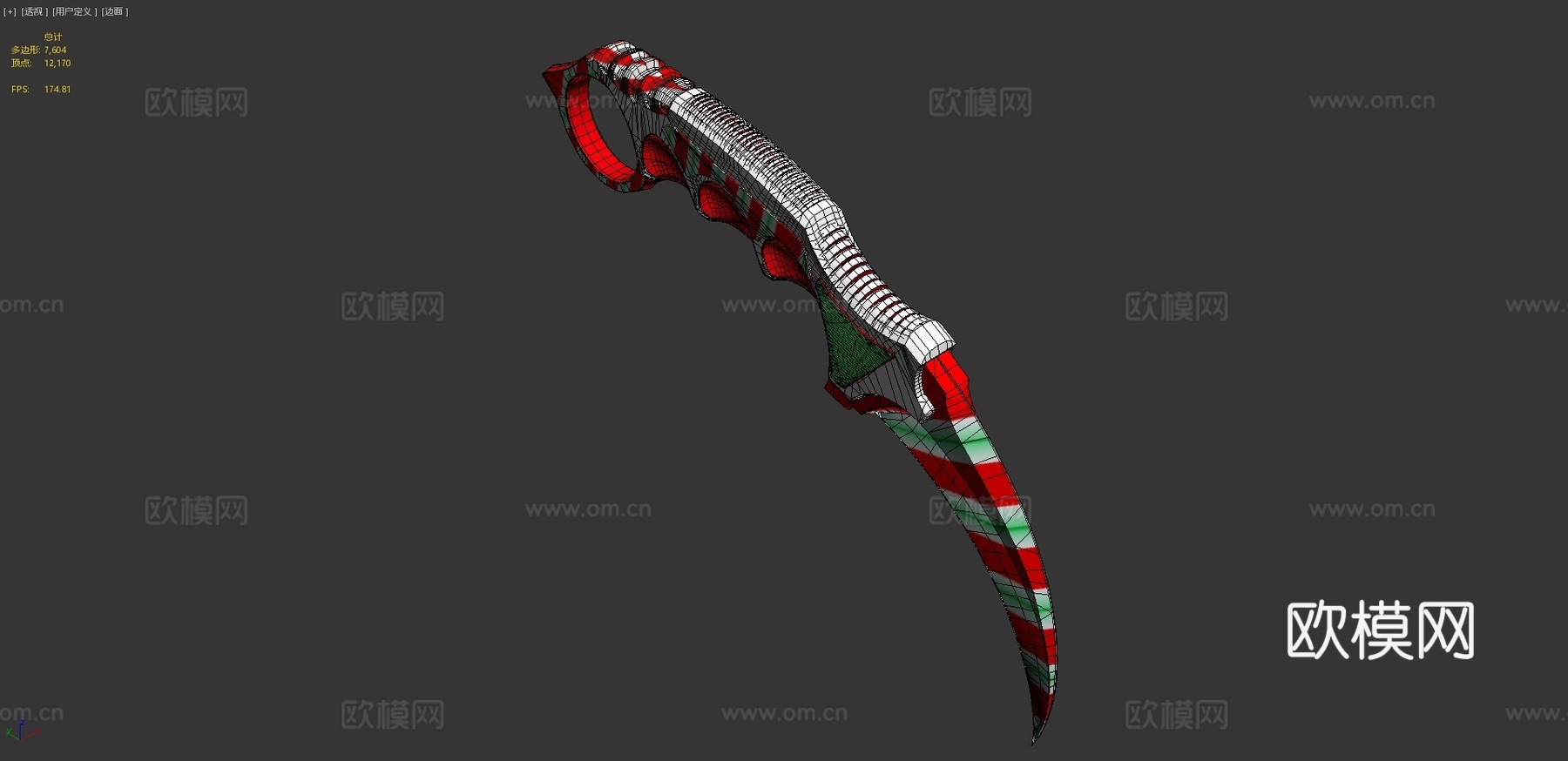 爪刀糖果手杖3d模型下载（渲染图4）