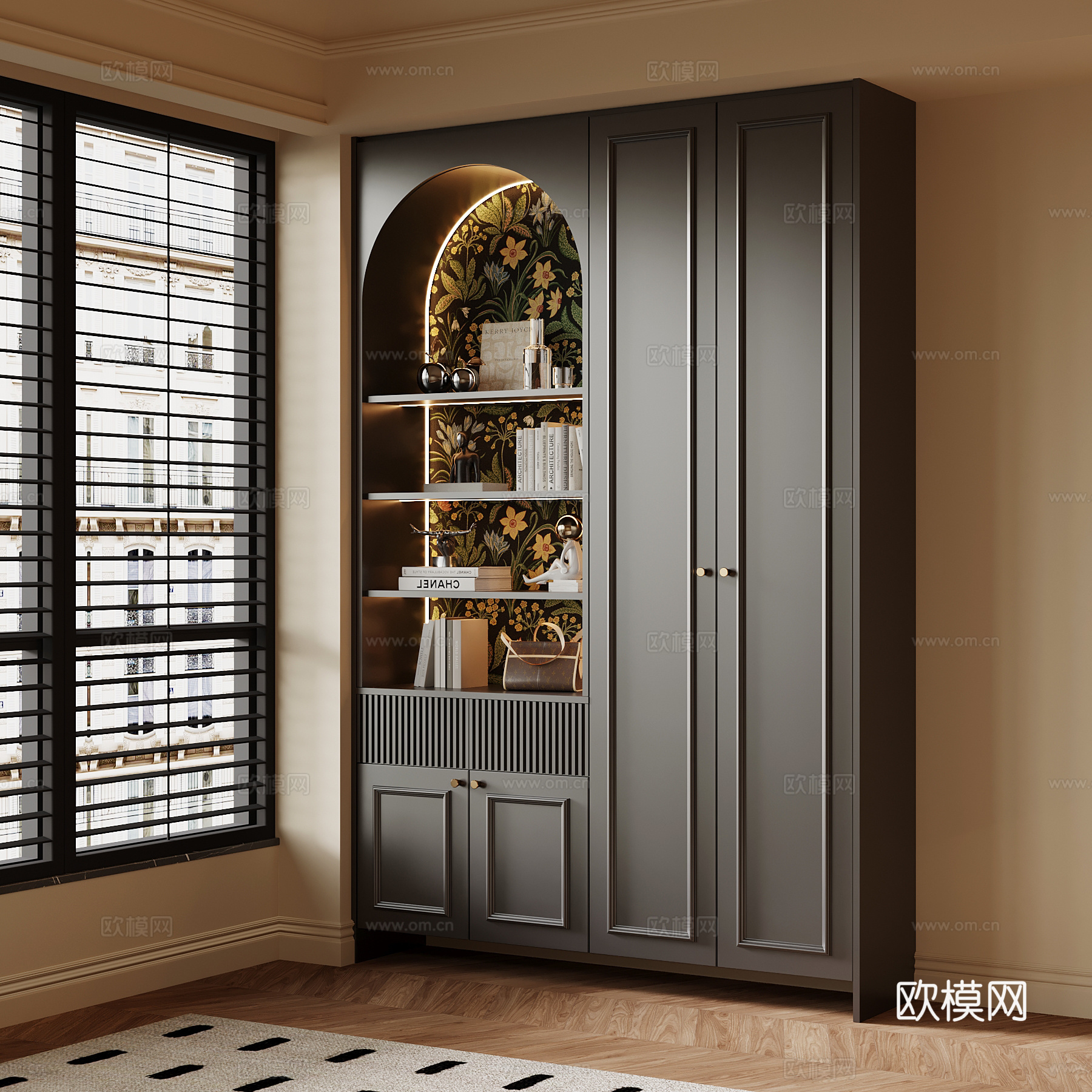 法式复古风鞋柜 入户鞋柜3d模型下载