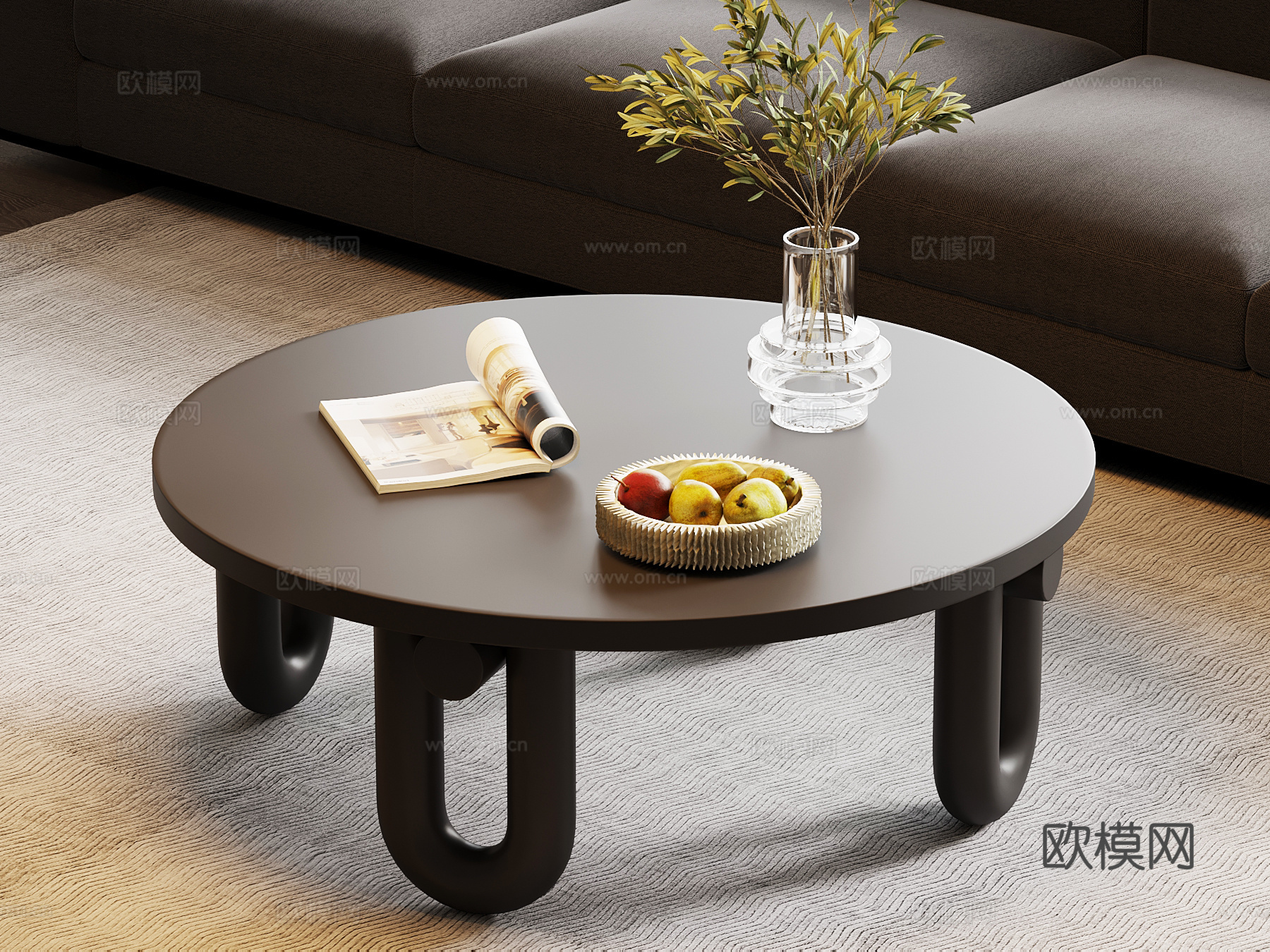 意式复古茶几su模型
