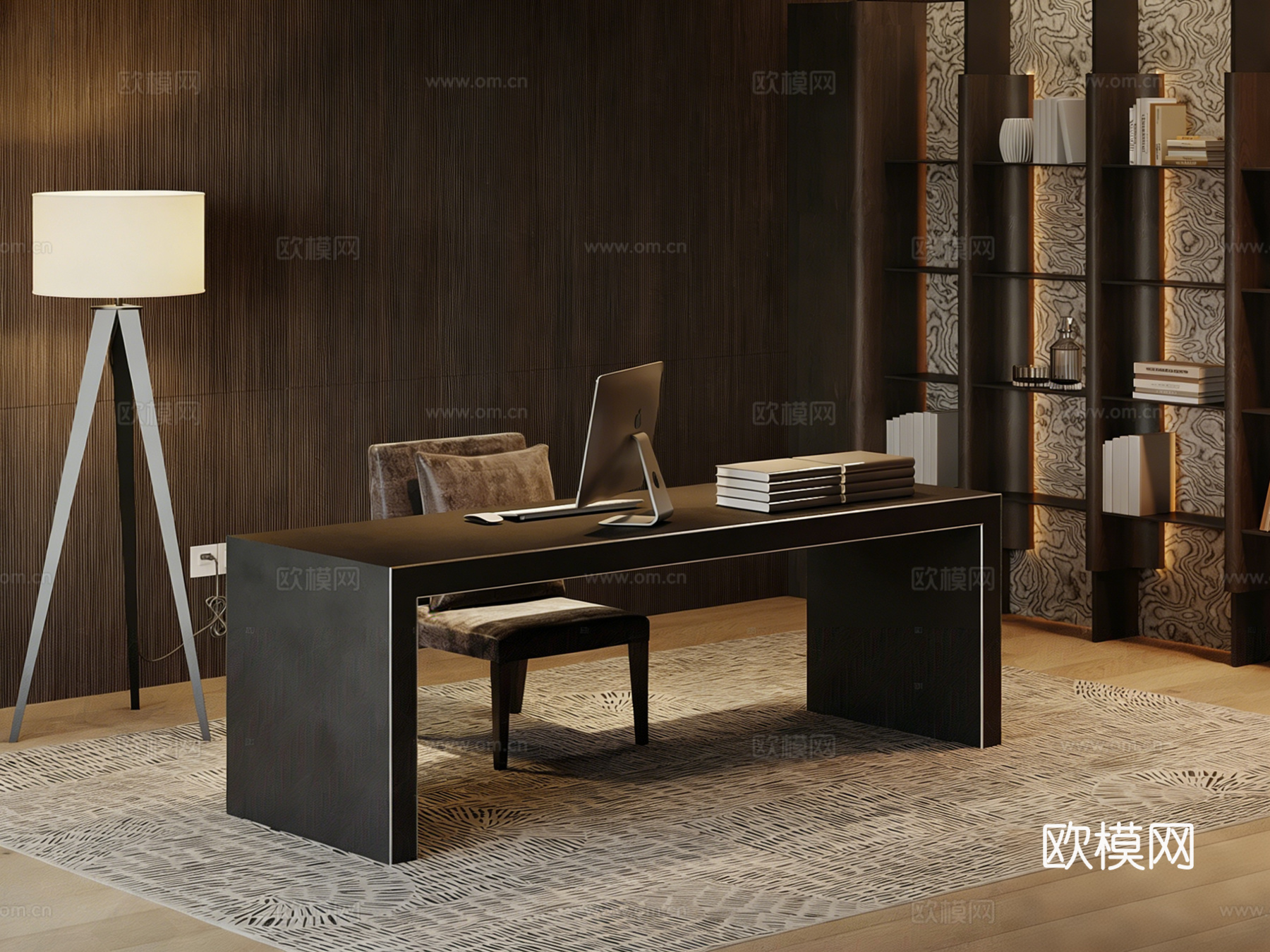 现代风格办公室 家具办公桌 办公桌椅su模型