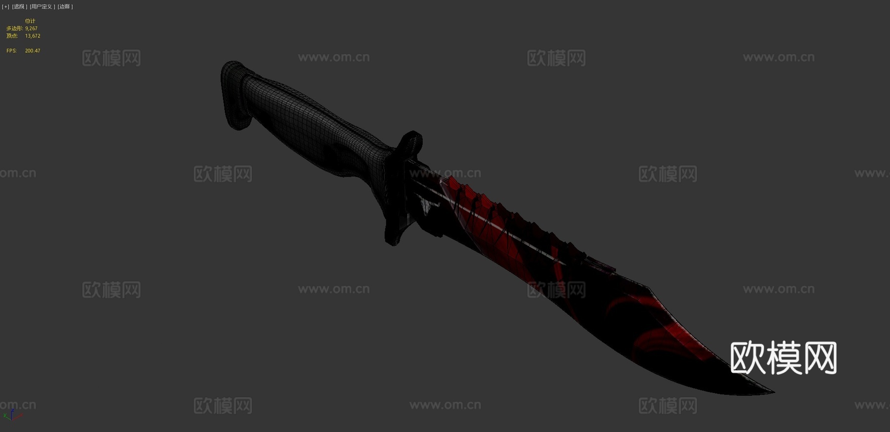 鲍伊猎刀苏格兰纹2号3d模型下载（渲染图4）