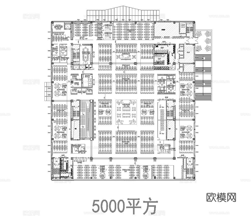 32套办公室 最新平面施工图合集cad施工图cad施工图下载（渲染图4）