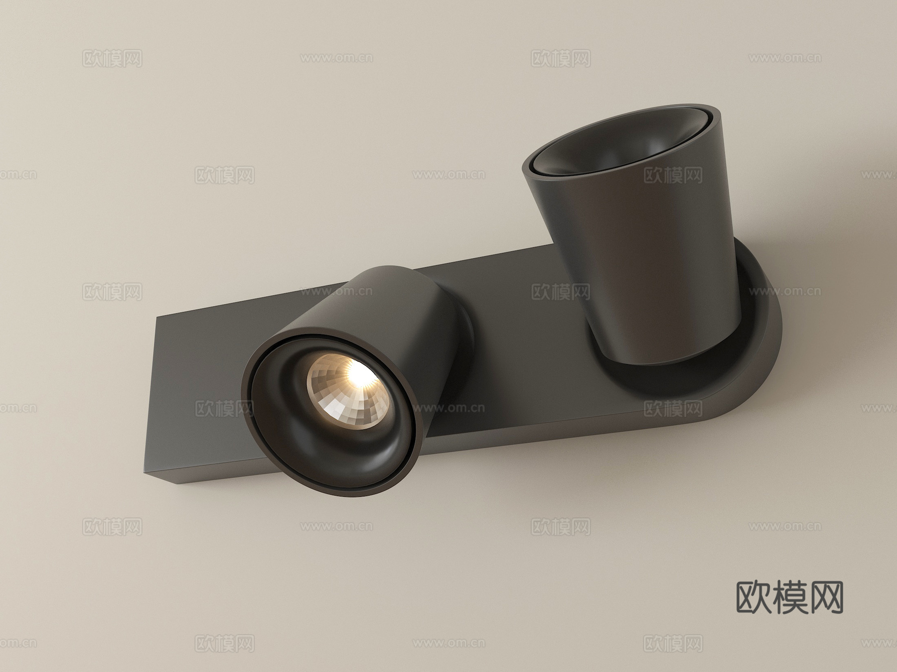 现代筒灯射灯 转向式su模型下载（渲染图1）