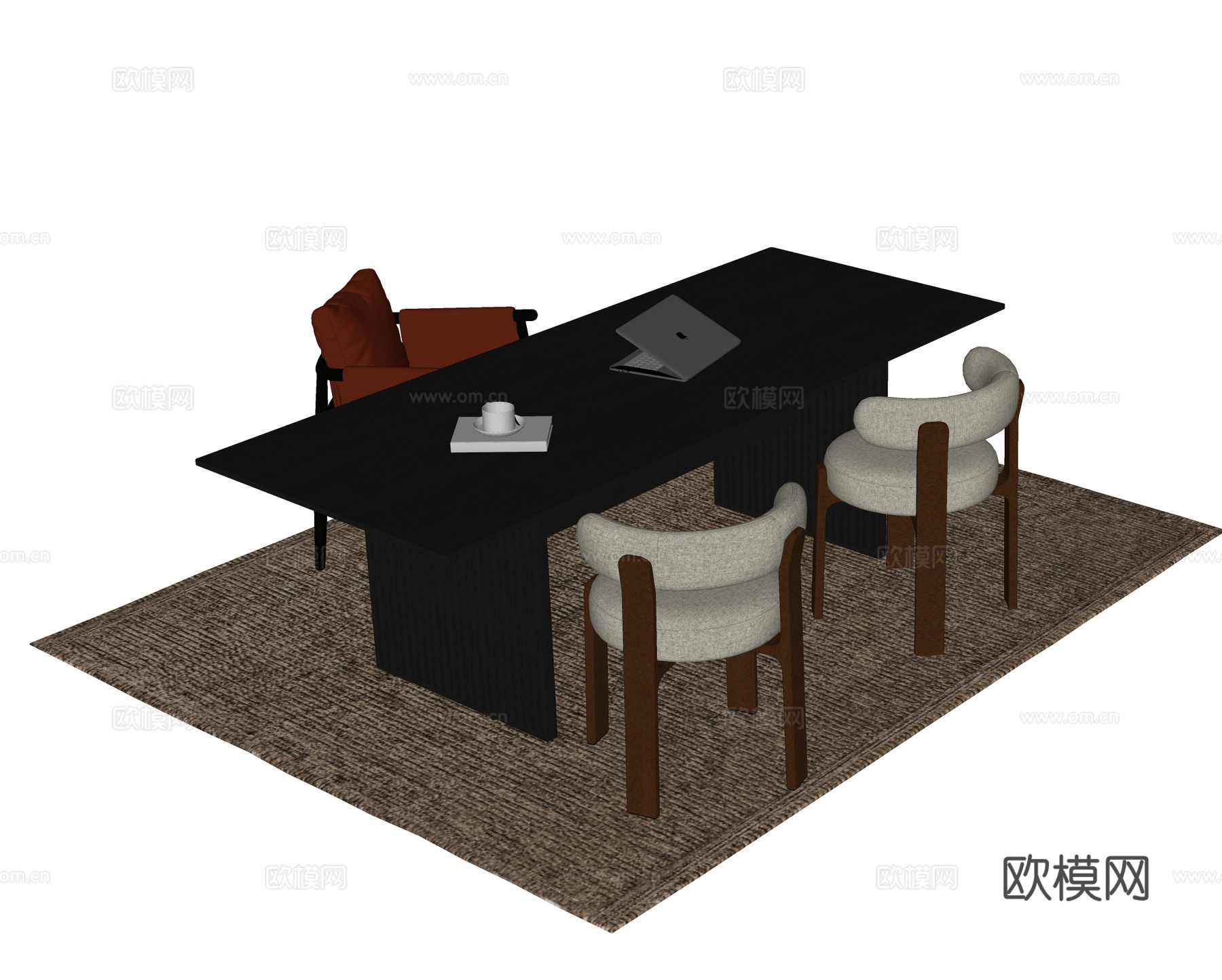 现代书桌椅 书桌 书椅su模型
