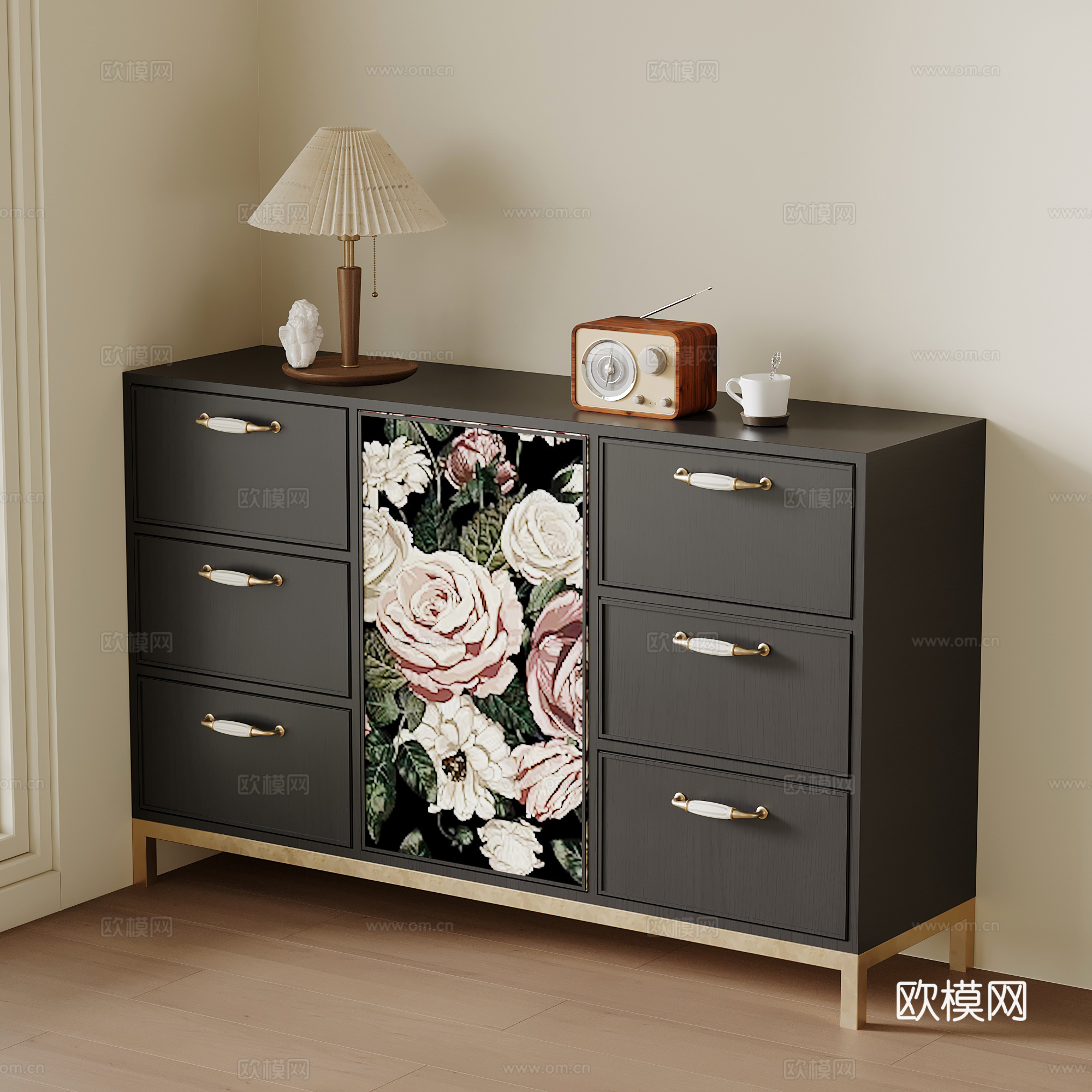 法式复古边柜 餐边柜 玄关柜su模型