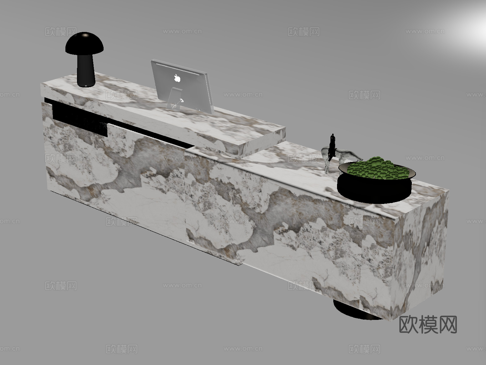 现代公司前台 接待区 吧台 接待台 服务台su模型