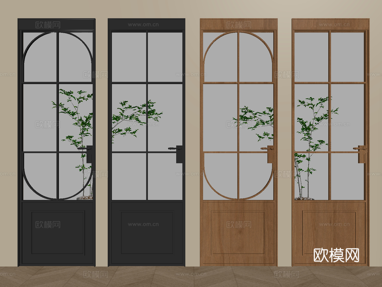法式中古风玻璃门 单开门 平开门 厨卫门su模型