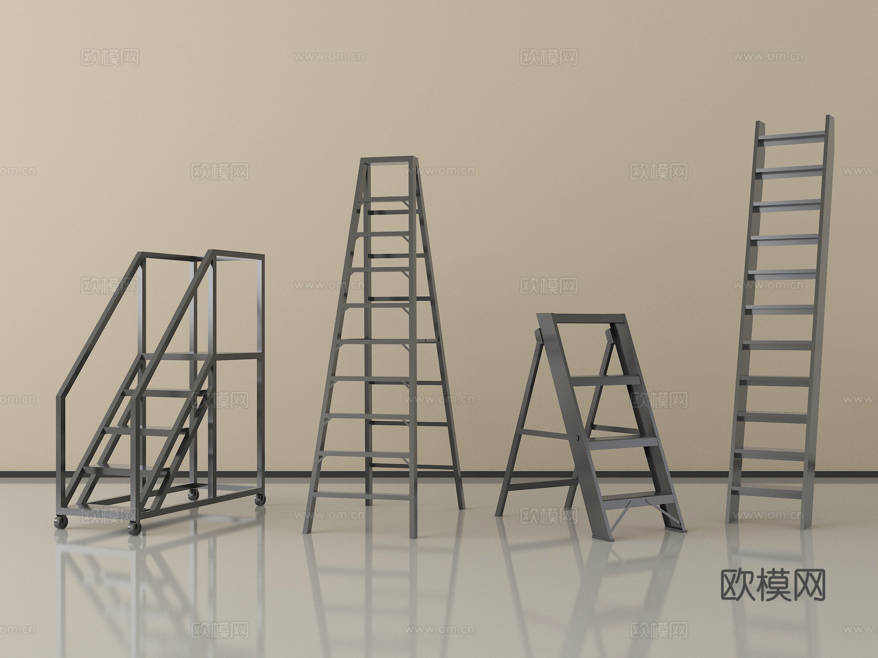 现代工具 梯子 爬梯 折叠梯su模型