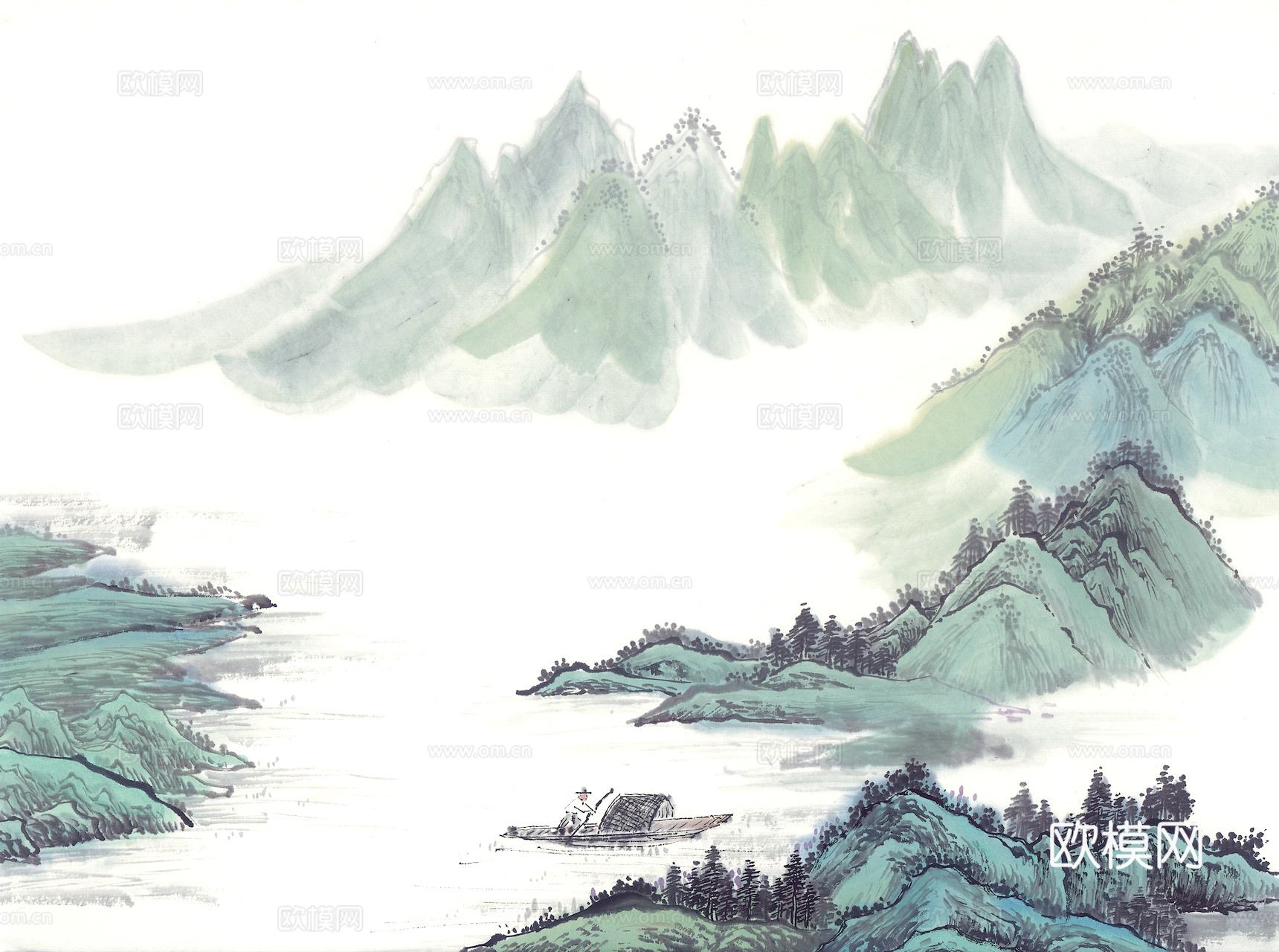 中式新中式挂画壁画字画山水花鸟背景墙壁纸装饰画抽象画油画下载