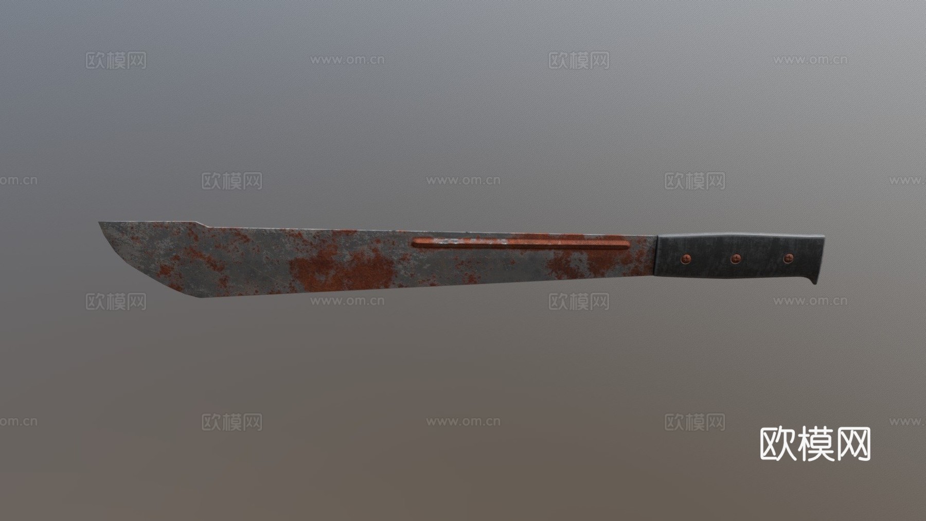 简易砍刀生锈3d模型下载（渲染图1）