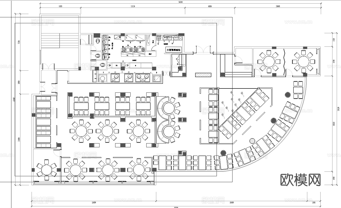 800平特色中餐厅  最新平面施工图合集cad施工图