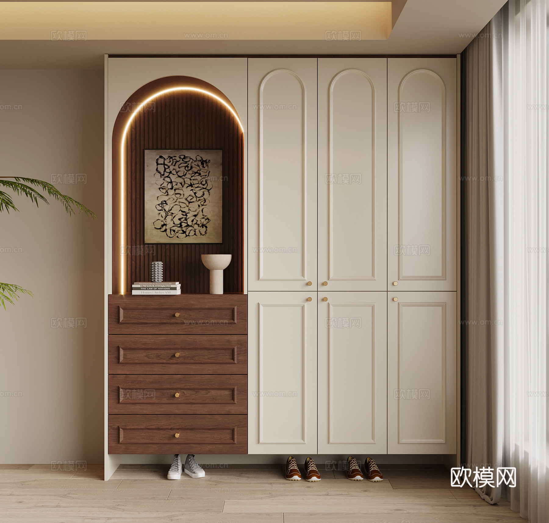 法式中古风鞋柜 入户鞋柜su模型