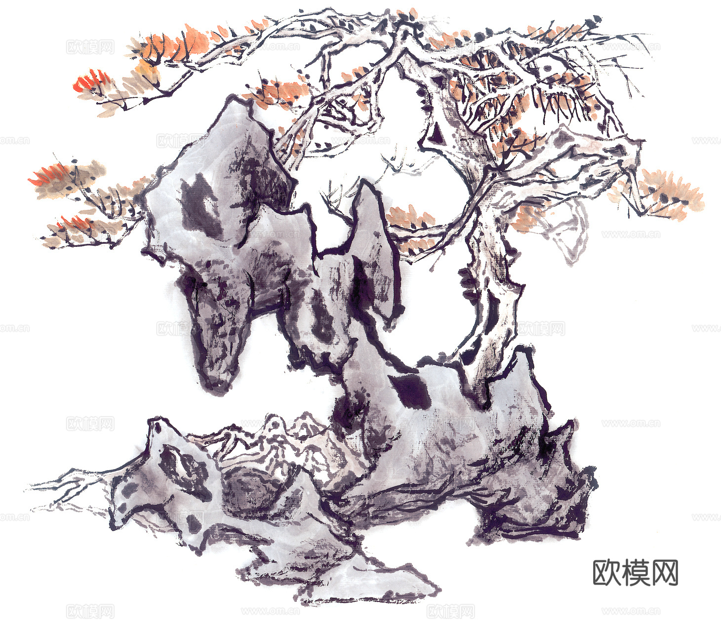 中式新中式挂画壁画字画山水花鸟背景墙壁纸装饰画抽象画油画