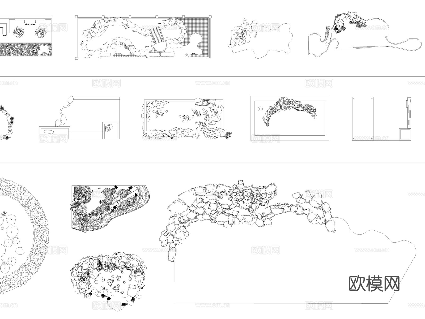 鱼池 观赏鱼池 私家水景 水庭园 鱼溏cad施工图