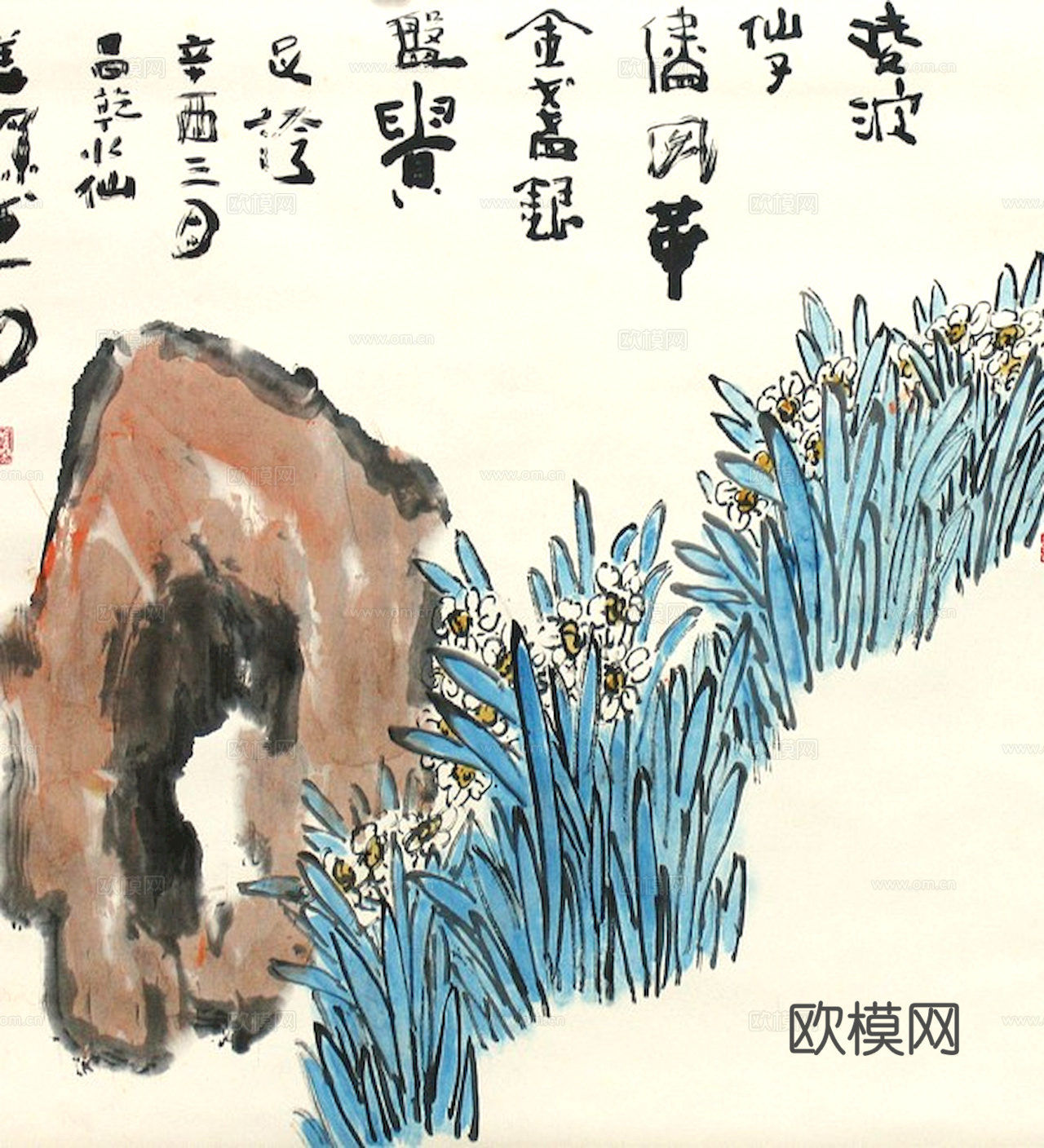 中式新中式挂画壁画字画山水花鸟背景墙壁纸装饰画抽象画油画