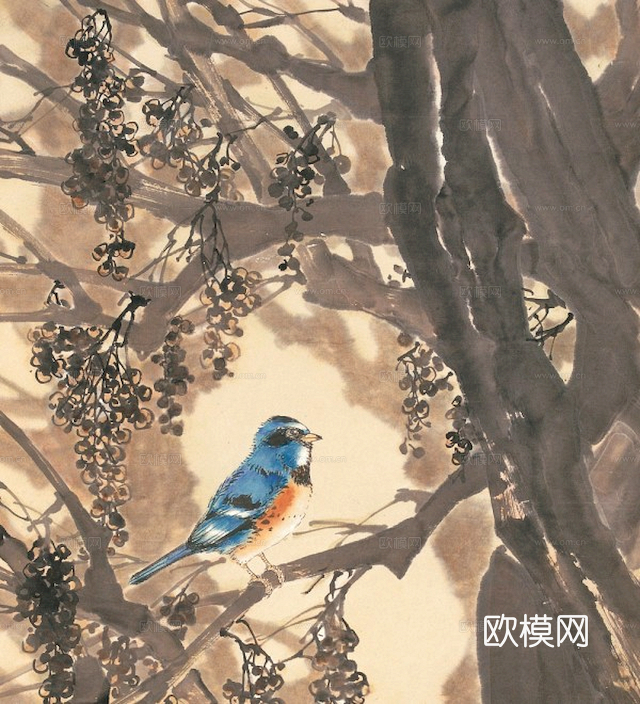 中式新中式挂画壁画字画山水花鸟背景墙壁纸装饰画抽象画油画下载