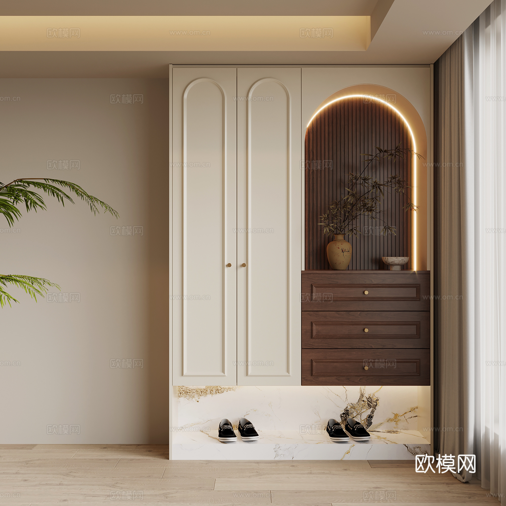 法式中古风鞋柜 入户鞋柜su模型