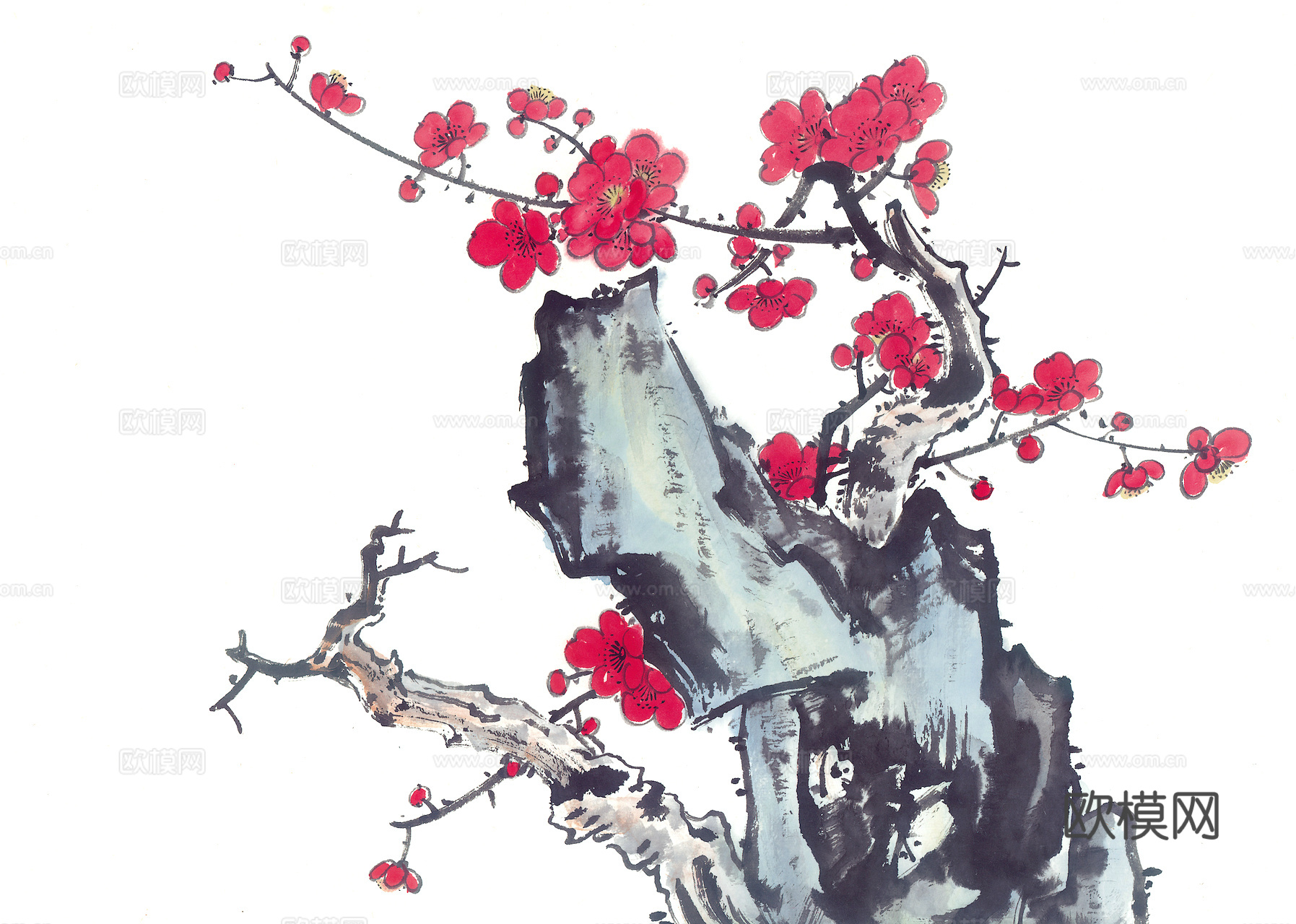 中式新中式挂画壁画水墨字画山水花鸟背景墙壁纸装饰画抽象画油画下载