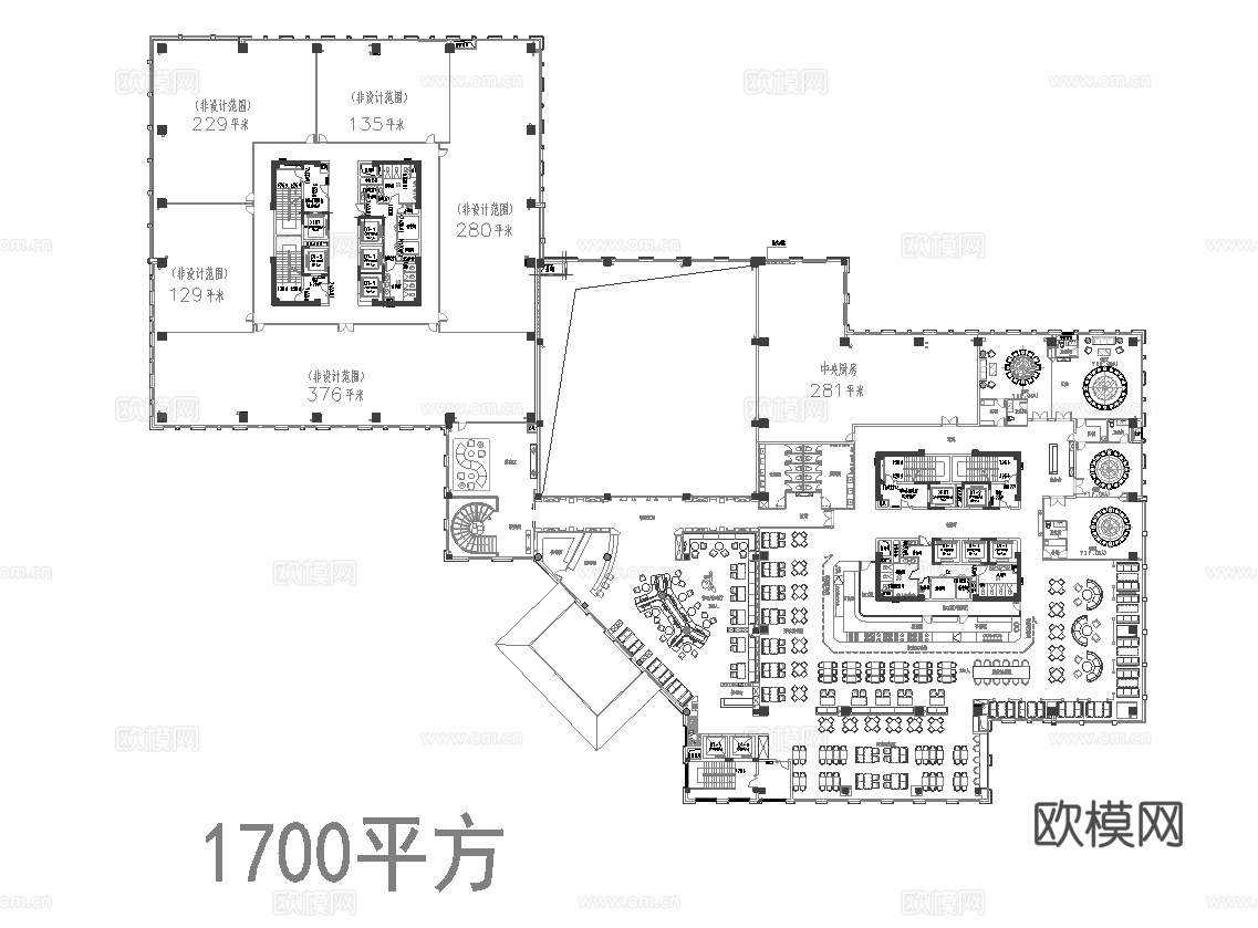 32套办公室 最新平面施工图合集cad施工图cad施工图下载（渲染图7）