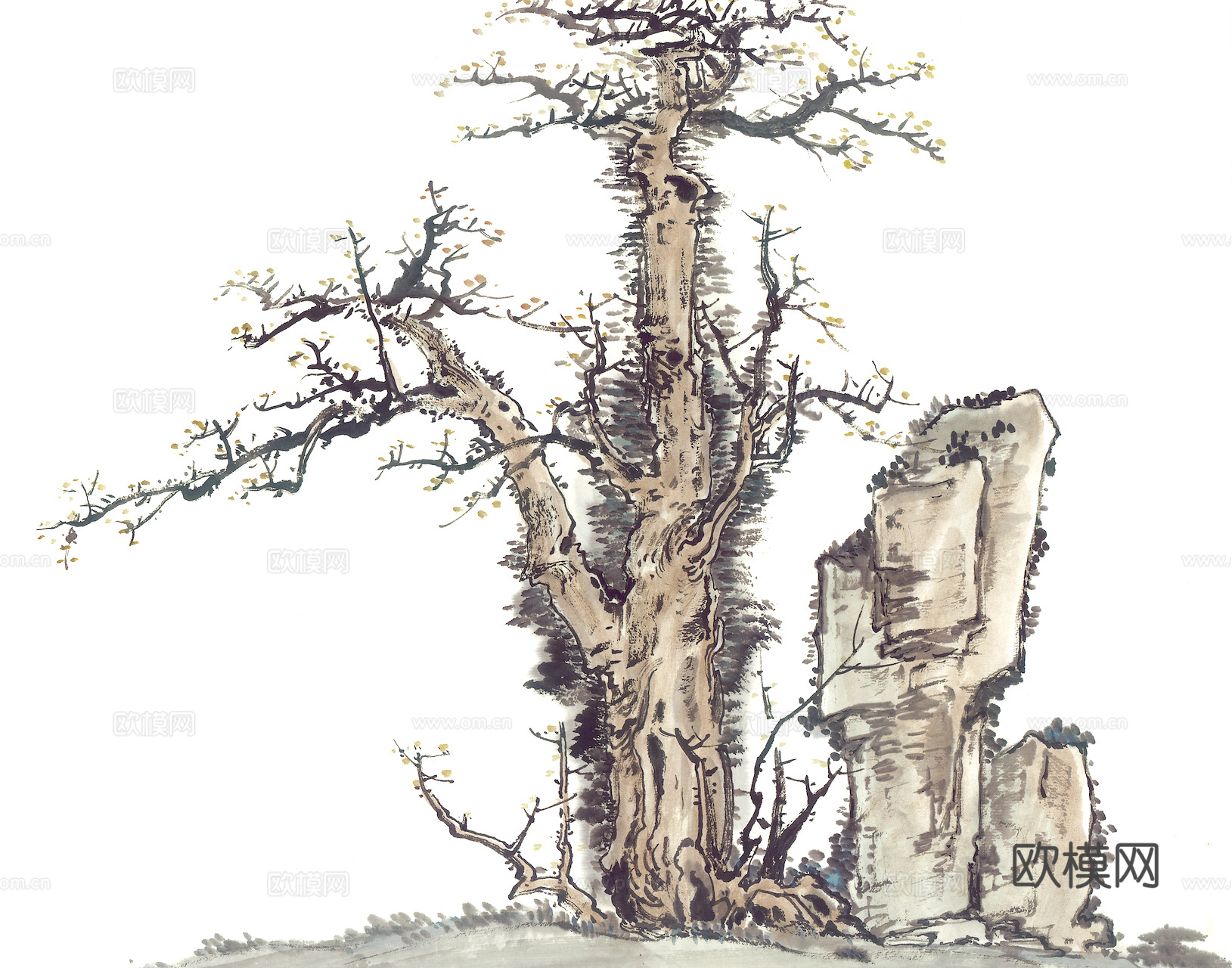 中式新中式挂画壁画水墨字画山水花鸟背景墙壁纸装饰画抽象画油画下载