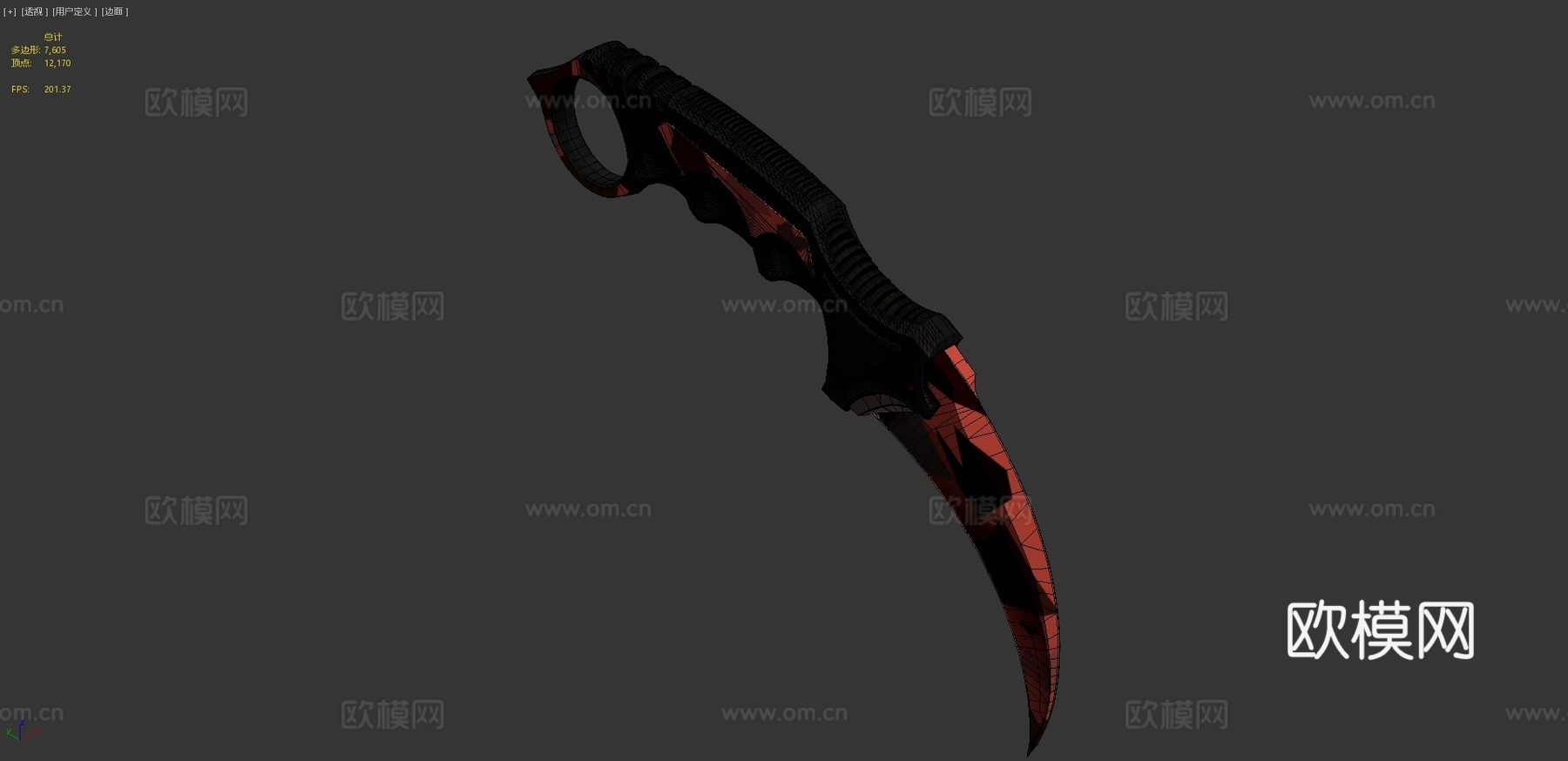 爪刀红色迷彩3d模型下载（渲染图4）