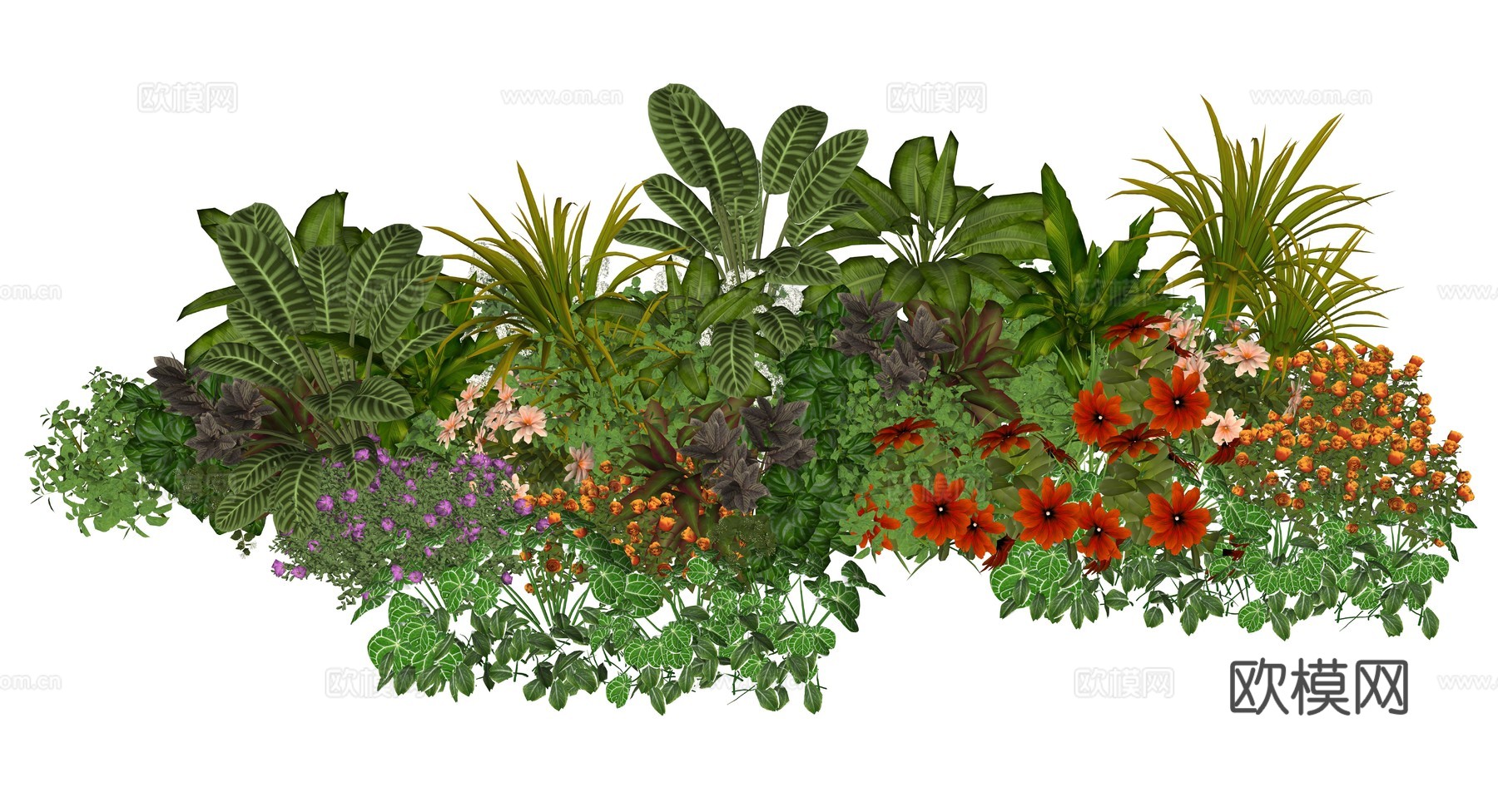 现代庭院植物堆景观组合su模型